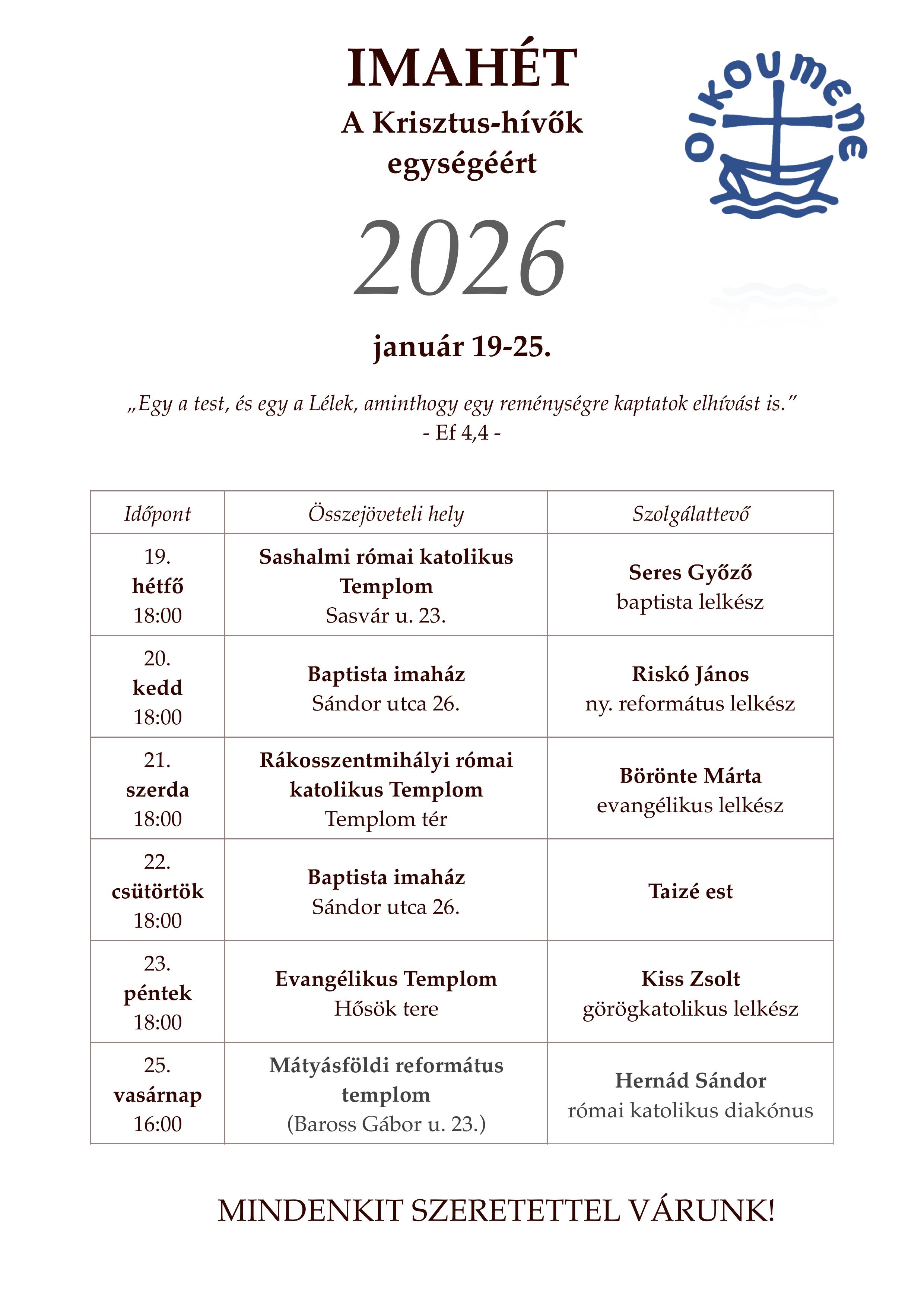 ökumenikus imahét